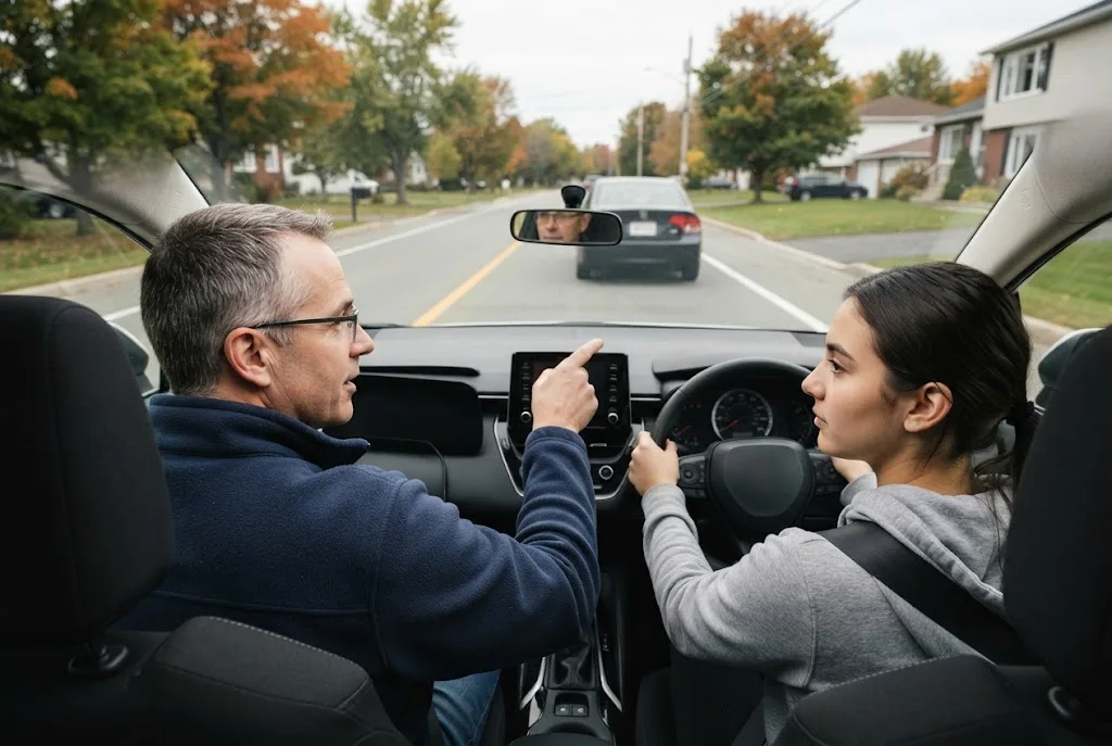 Learner driver receiving professional instruction during A&A Driver Education training