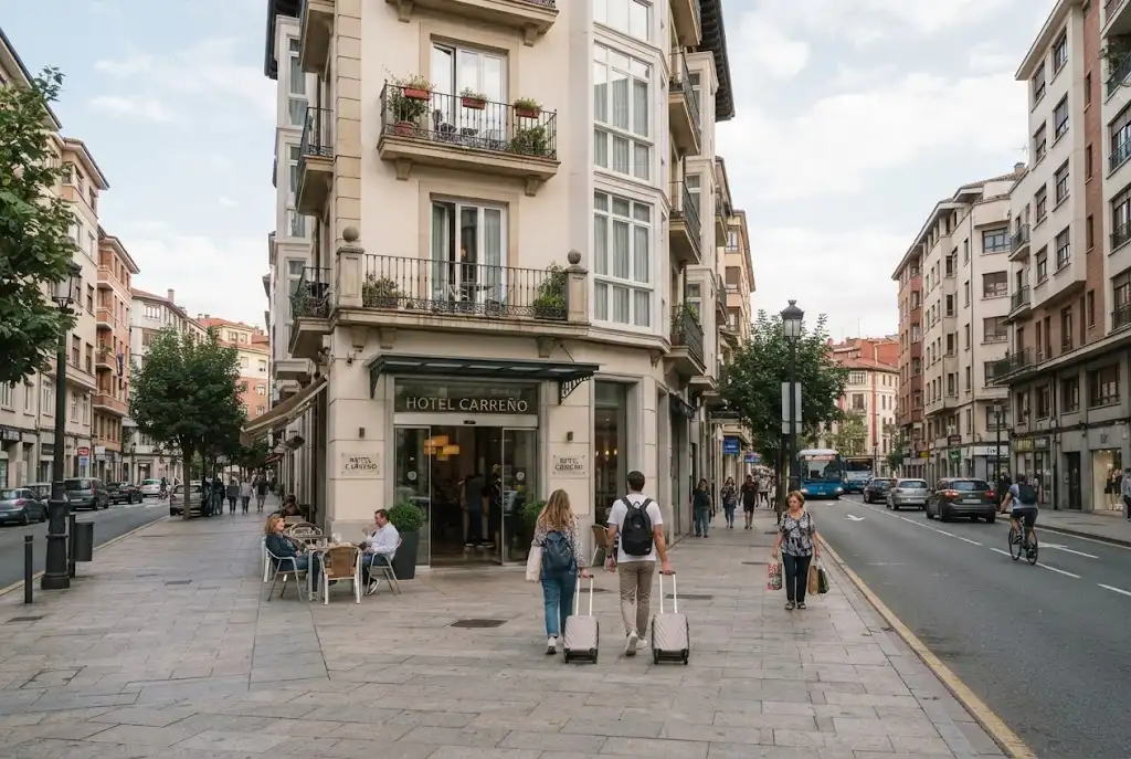 Exterior view of Hotel Carreño in central Oviedo, Asturias