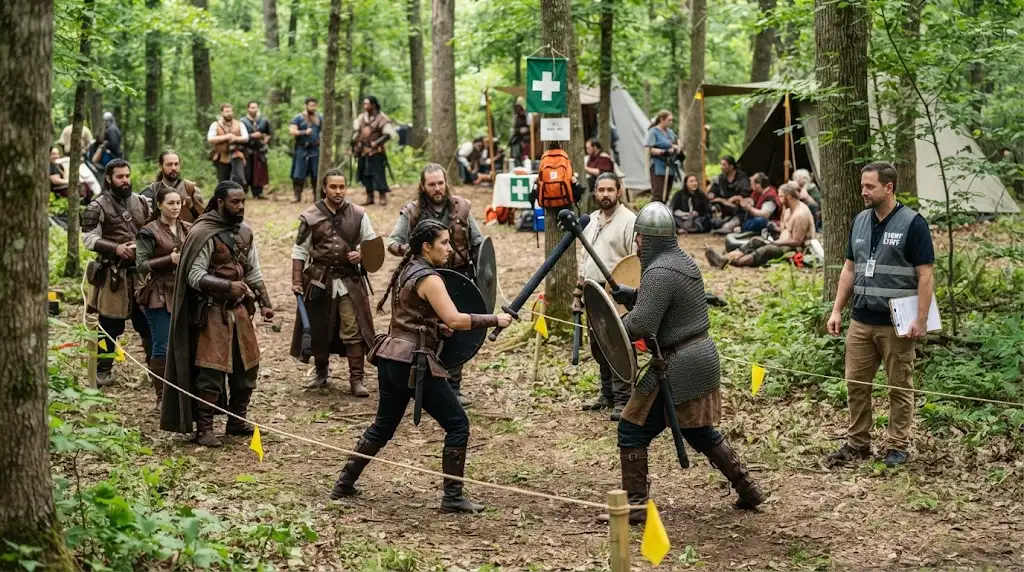 LARP participants taking part in an organized live action role-playing event