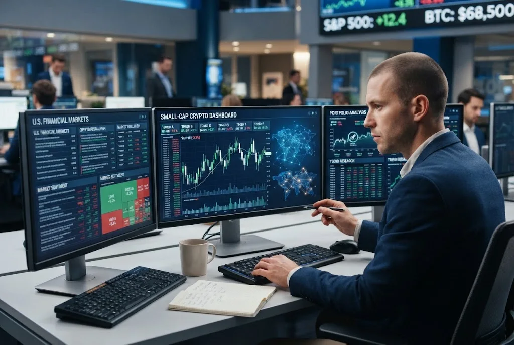 Penny stock cryptocurrency research shown on digital market charts and blockchain data