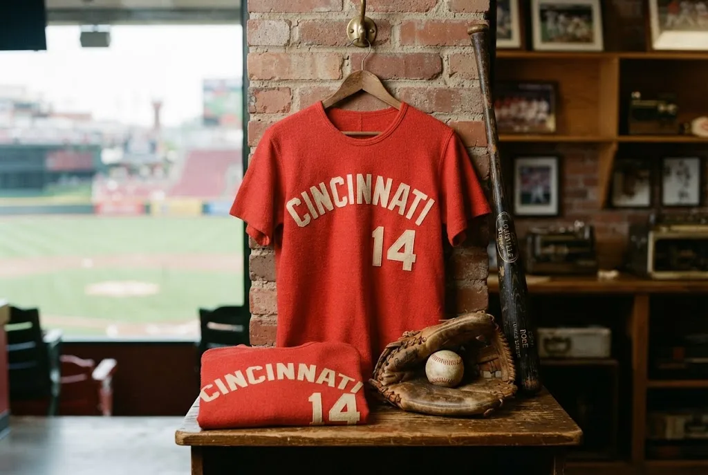 Pete Rose baseball shirt representing Cincinnati Reds memorabilia and fan apparel